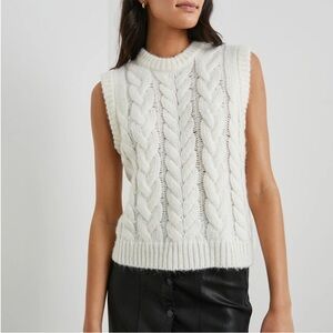 Rails Alexis Cable Knit Sweater Vest Cream Wool Alpaca Blend Size L